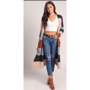 WISHLIST STRIPE SWEATER DUSTER CARDIGAN SI…